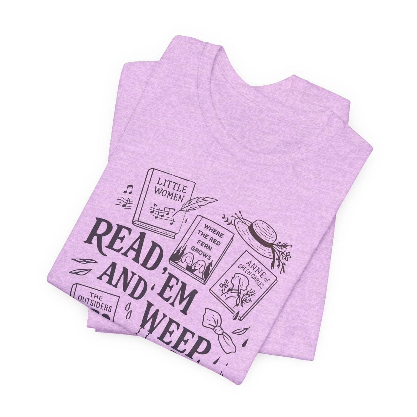 Bookish Doodle Collage TShirt, Young Adult Lit Gift, Anne of Green Gables Tee, Little Women Shirt, Sad Book Girl Top