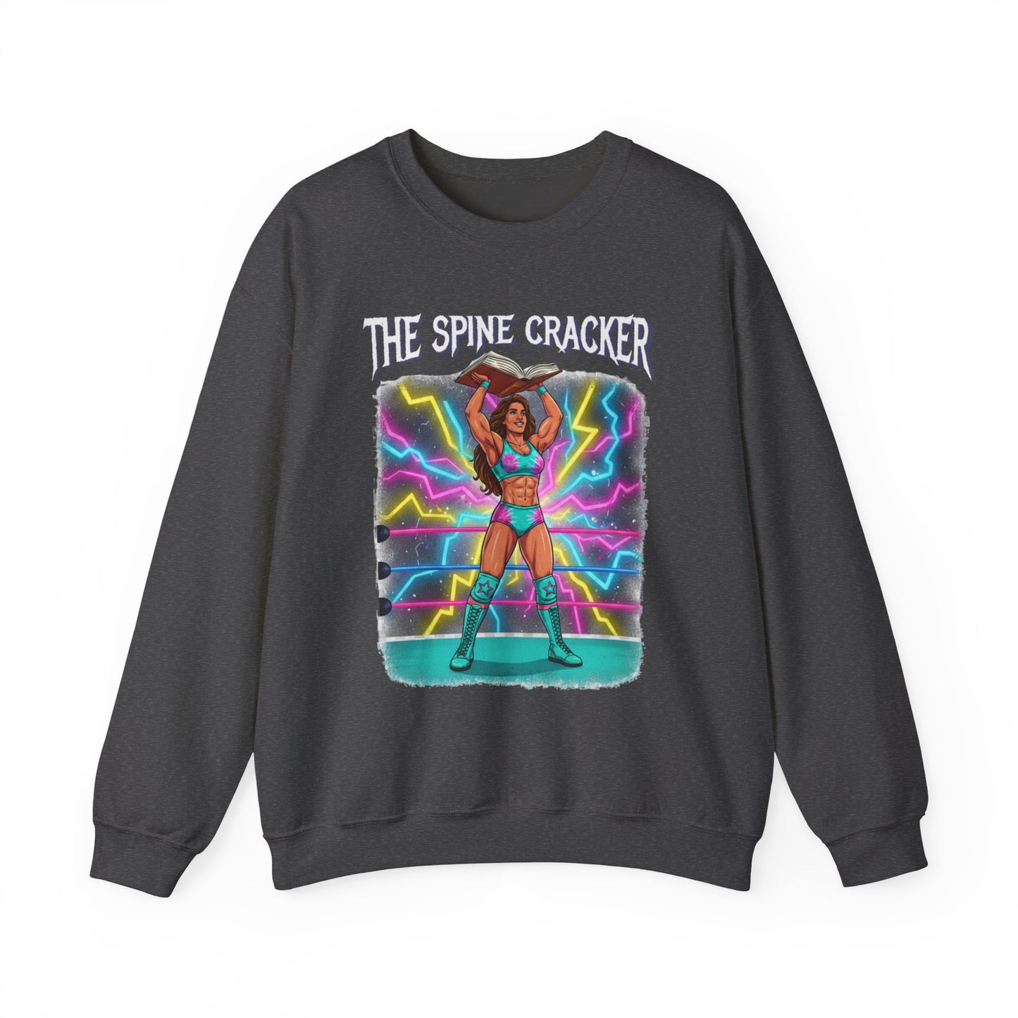Funny Book Lover Sweatshirt, Cute 90's Retro Wrestling Spine Cracker, Reading Lover Gift, Feminist Book Theme