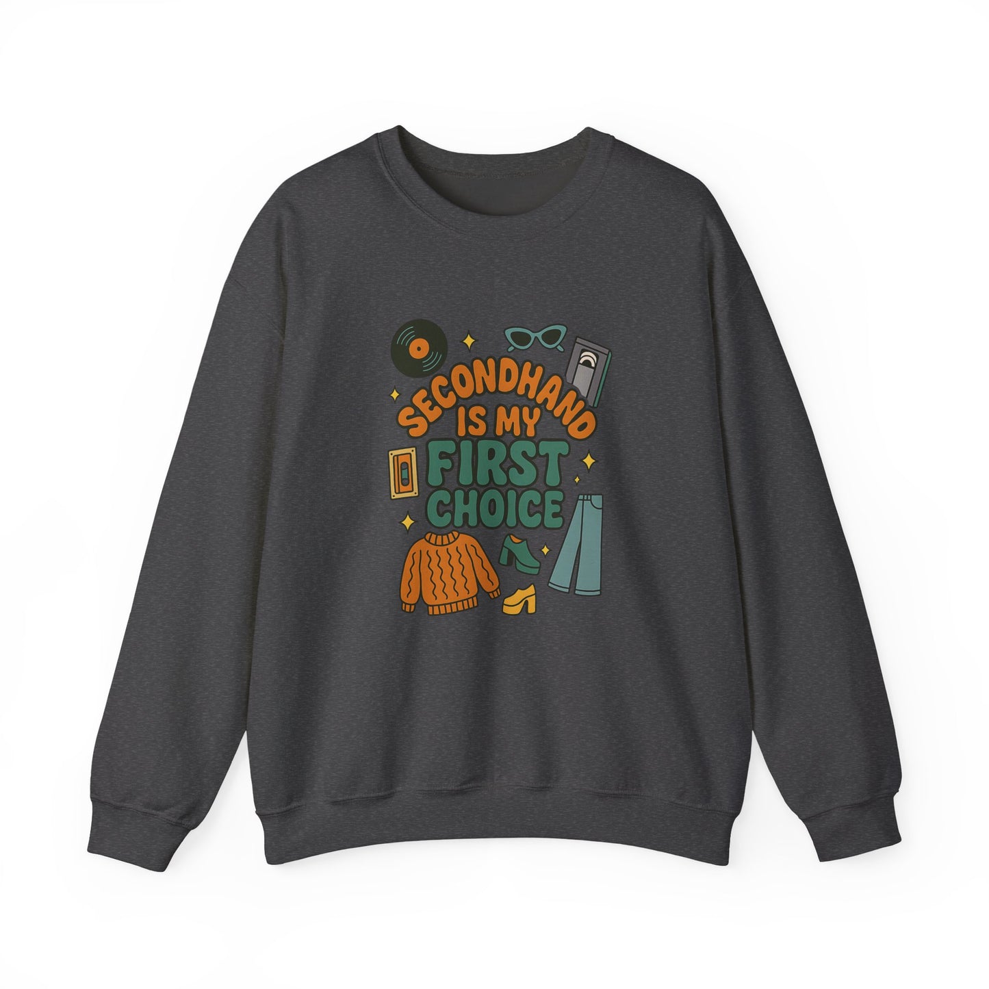 Retro Groovy Secondhand Crewneck Sweatshirt | Funny Vintage Gift for Thrifters, Unisex Heavy Blend Jumper, Unique Retro Top, Cool Vintage