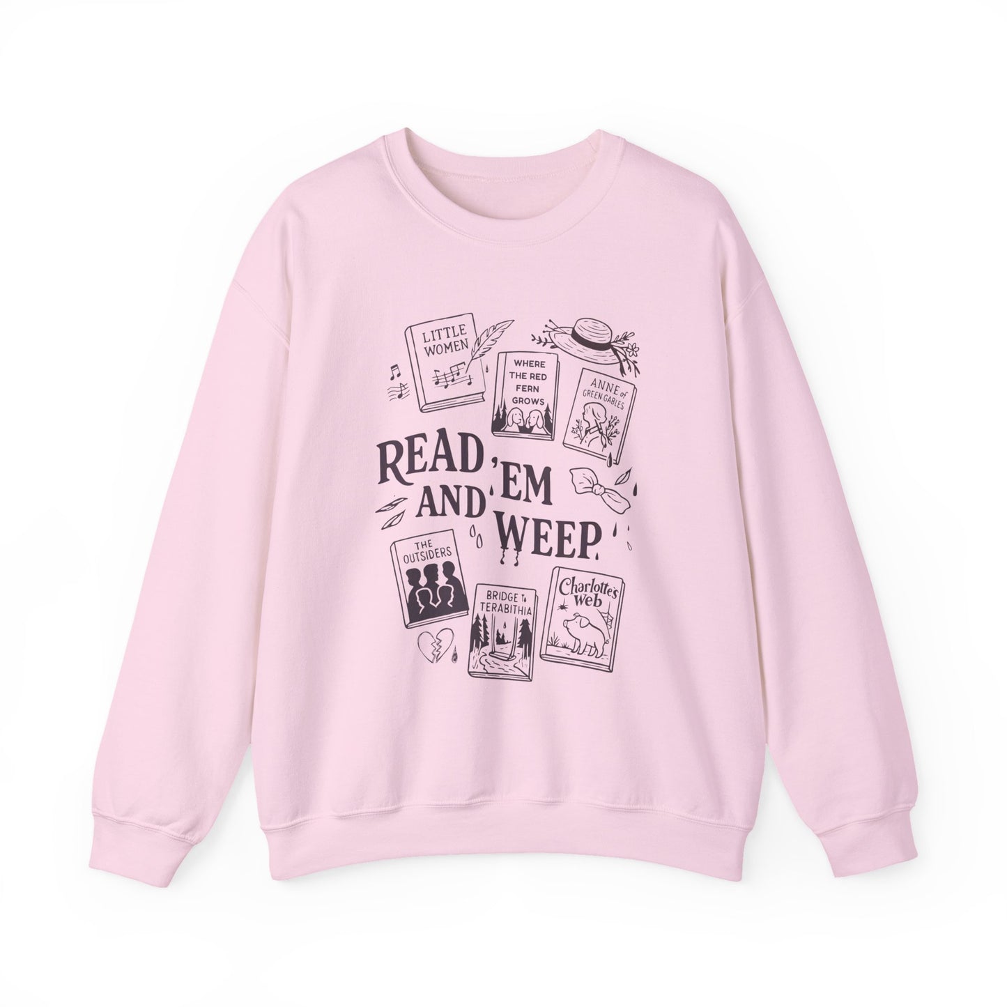 Bookish Doodle Collage Sweatshirt, Young Adult Lit Gift, Anne of Green Gables Shirt, Little Women Shirt, Sad Book Girl Top