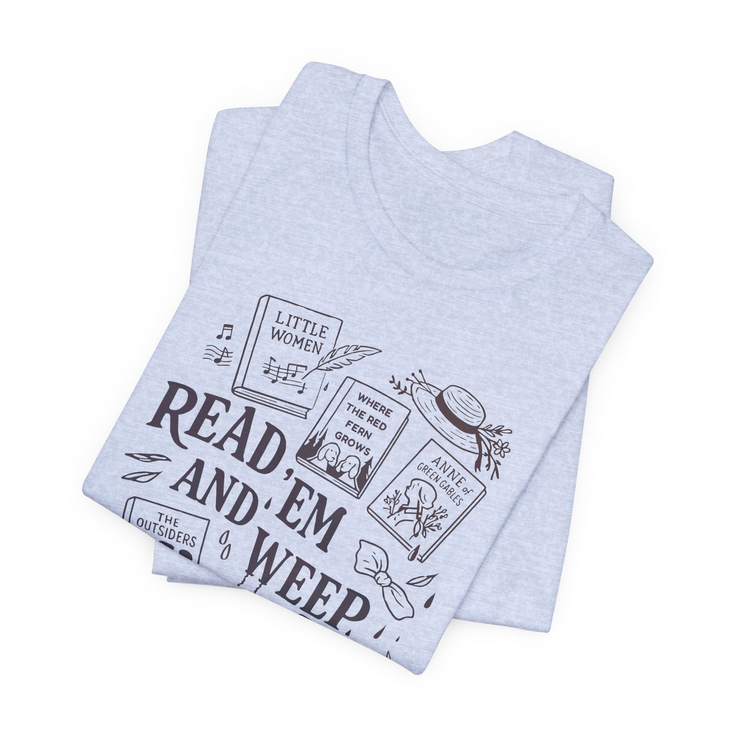 Bookish Doodle Collage TShirt, Young Adult Lit Gift, Anne of Green Gables Tee, Little Women Shirt, Sad Book Girl Top