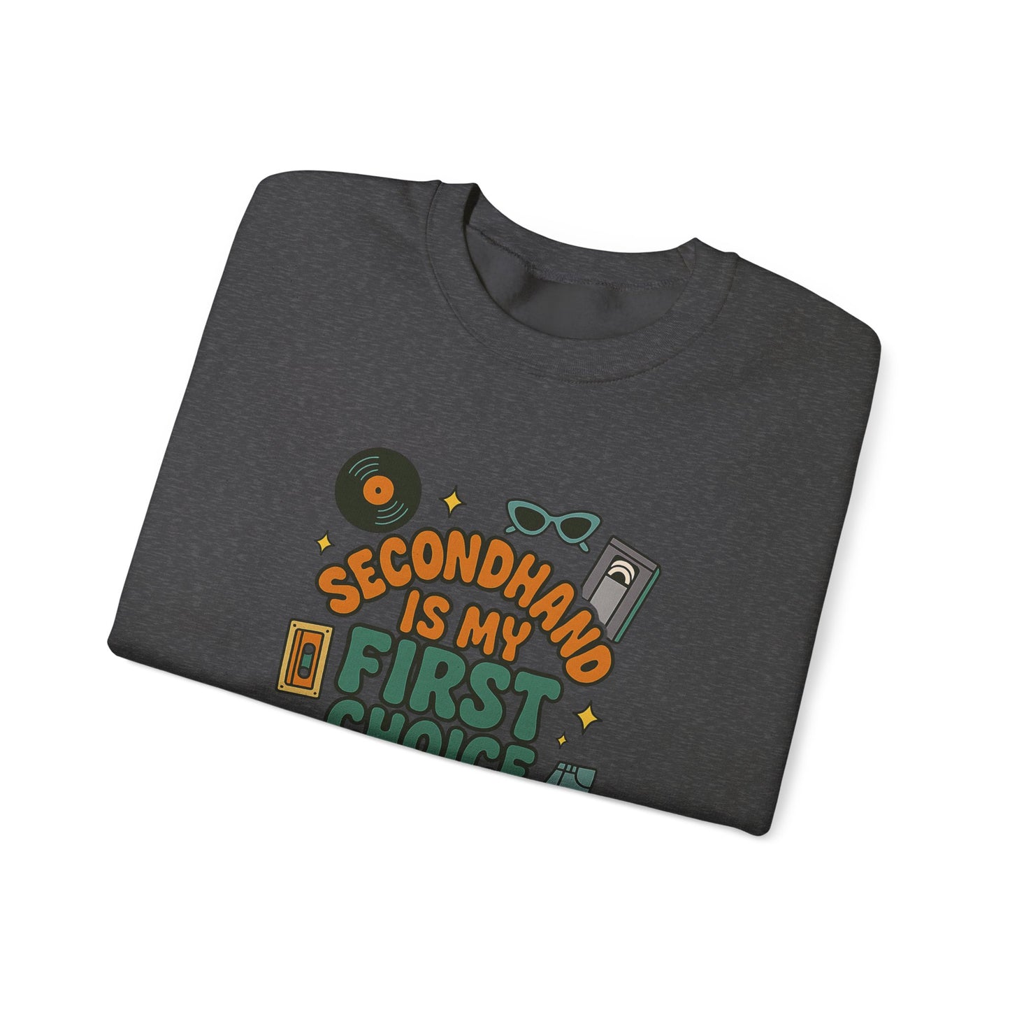 Retro Groovy Secondhand Crewneck Sweatshirt | Funny Vintage Gift for Thrifters, Unisex Heavy Blend Jumper, Unique Retro Top, Cool Vintage