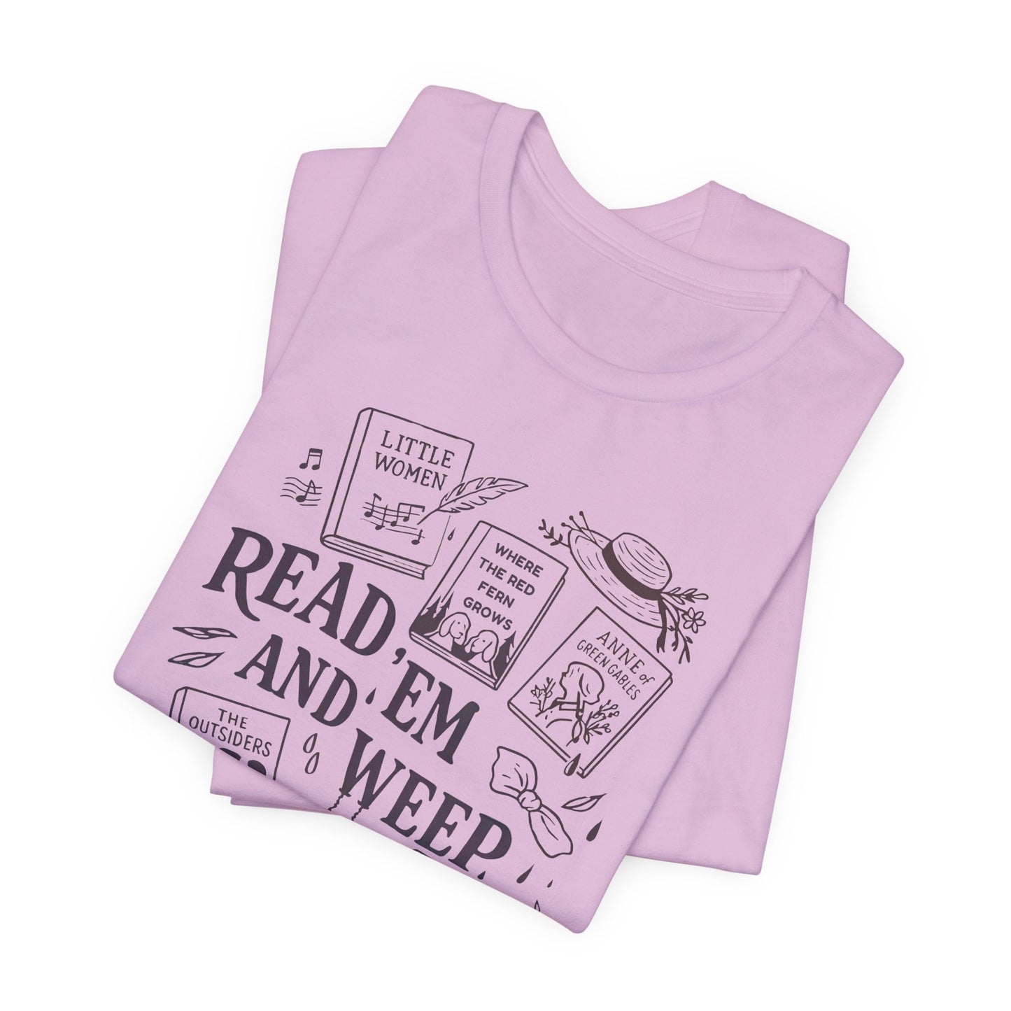 Bookish Doodle Collage TShirt, Young Adult Lit Gift, Anne of Green Gables Tee, Little Women Shirt, Sad Book Girl Top