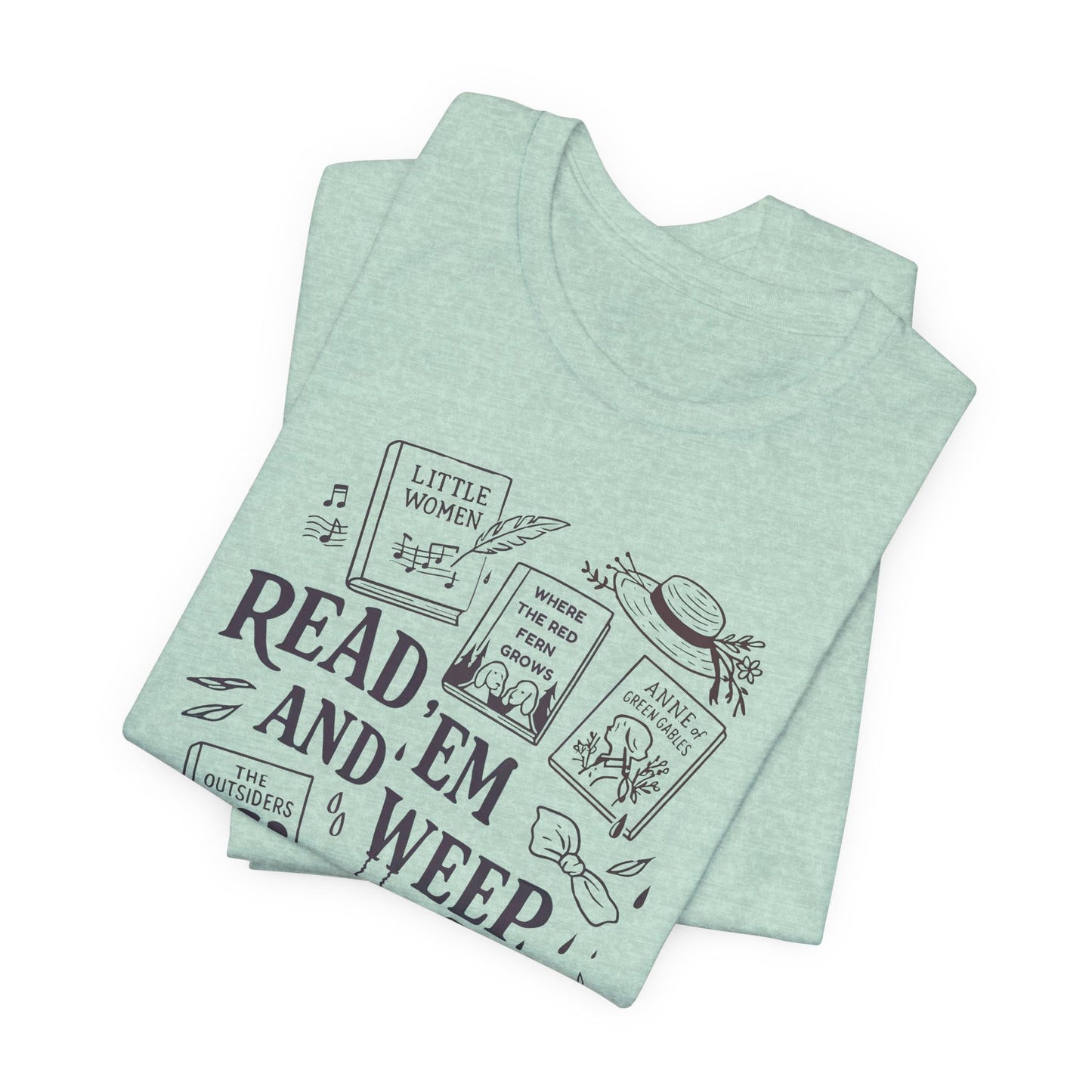 Bookish Doodle Collage TShirt, Young Adult Lit Gift, Anne of Green Gables Tee, Little Women Shirt, Sad Book Girl Top