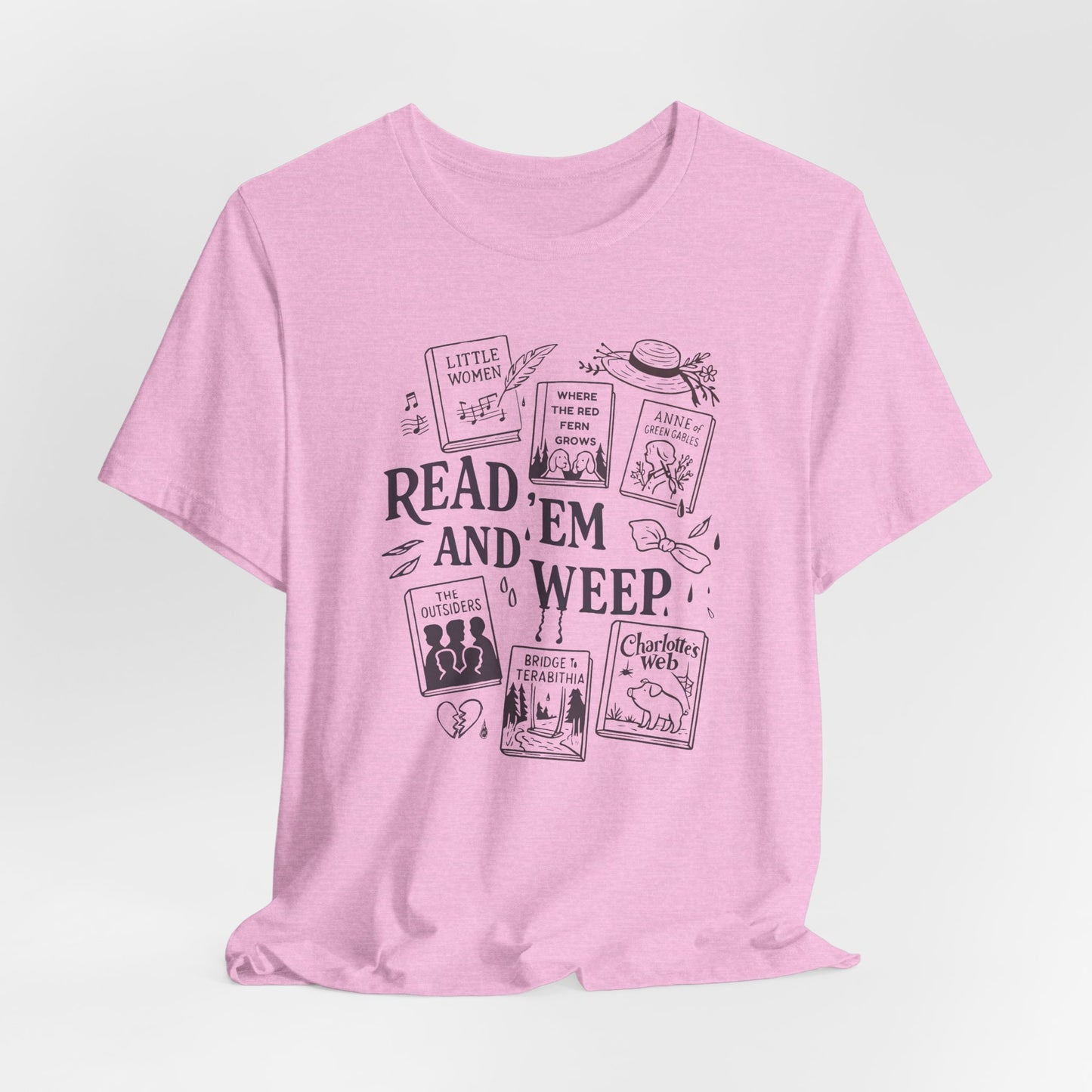 Bookish Doodle Collage TShirt, Young Adult Lit Gift, Anne of Green Gables Tee, Little Women Shirt, Sad Book Girl Top