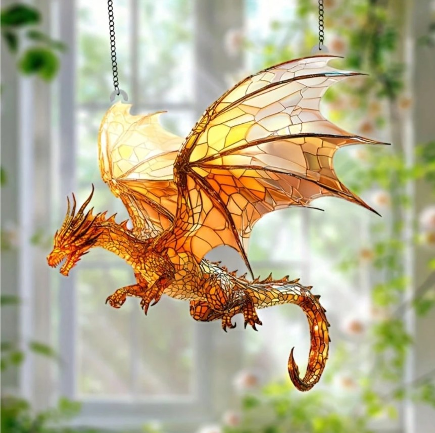 Stained-glass suncatcher - dragon design