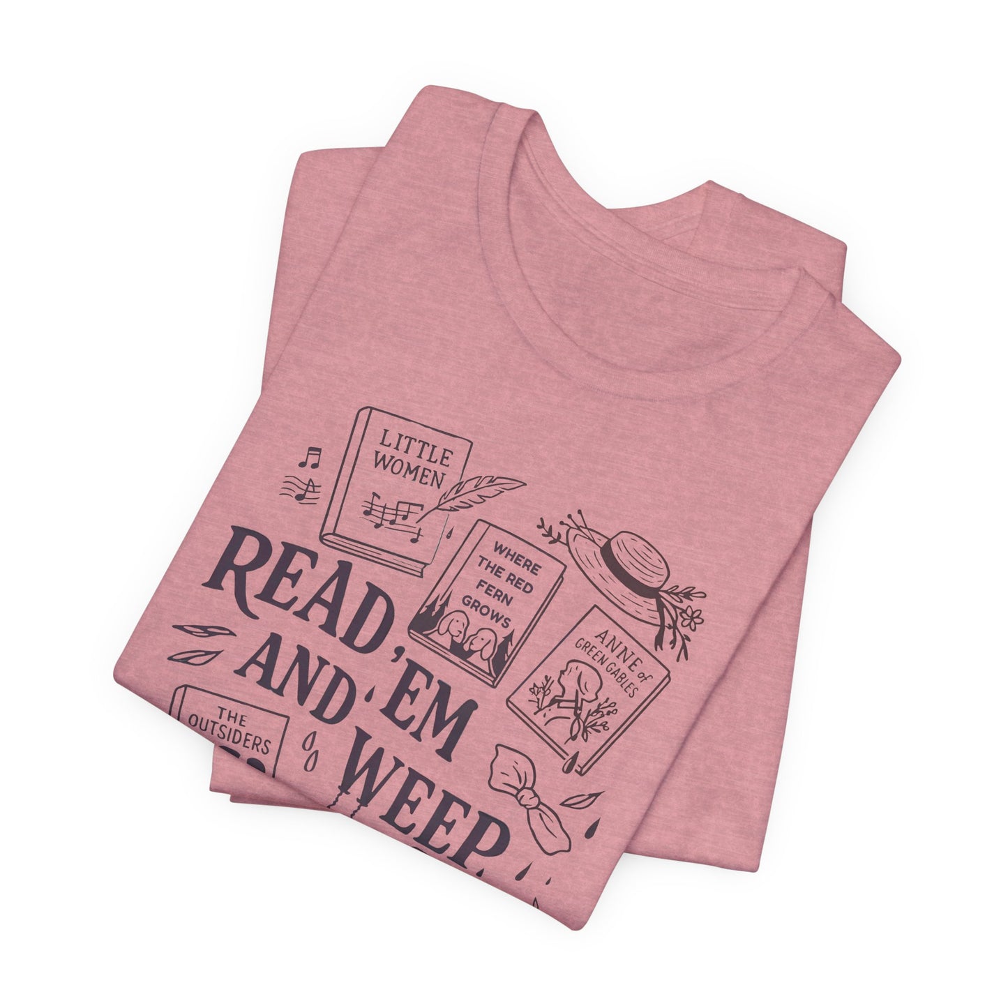 Bookish Doodle Collage TShirt, Young Adult Lit Gift, Anne of Green Gables Tee, Little Women Shirt, Sad Book Girl Top