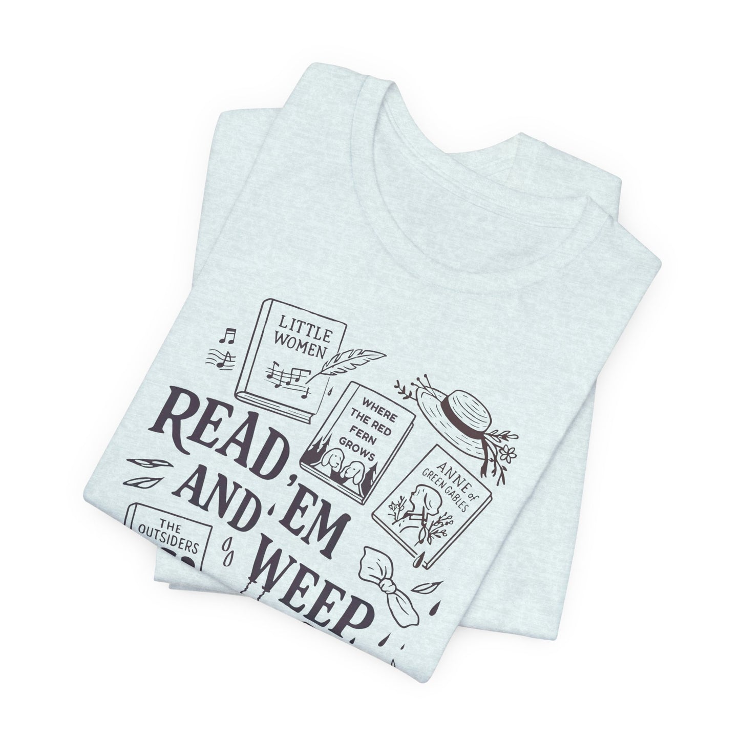 Bookish Doodle Collage TShirt, Young Adult Lit Gift, Anne of Green Gables Tee, Little Women Shirt, Sad Book Girl Top