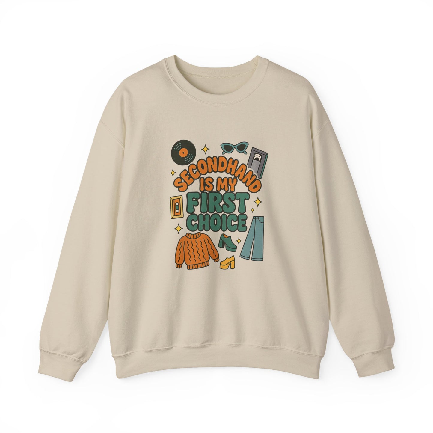 Retro Groovy Secondhand Crewneck Sweatshirt | Funny Vintage Gift for Thrifters, Unisex Heavy Blend Jumper, Unique Retro Top, Cool Vintage