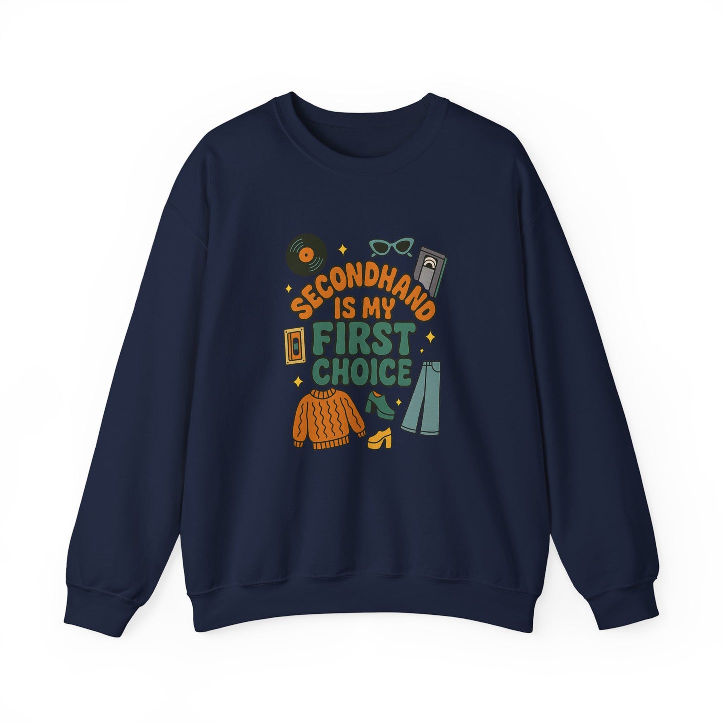 Retro Groovy Secondhand Crewneck Sweatshirt | Funny Vintage Gift for Thrifters, Unisex Heavy Blend Jumper, Unique Retro Top, Cool Vintage