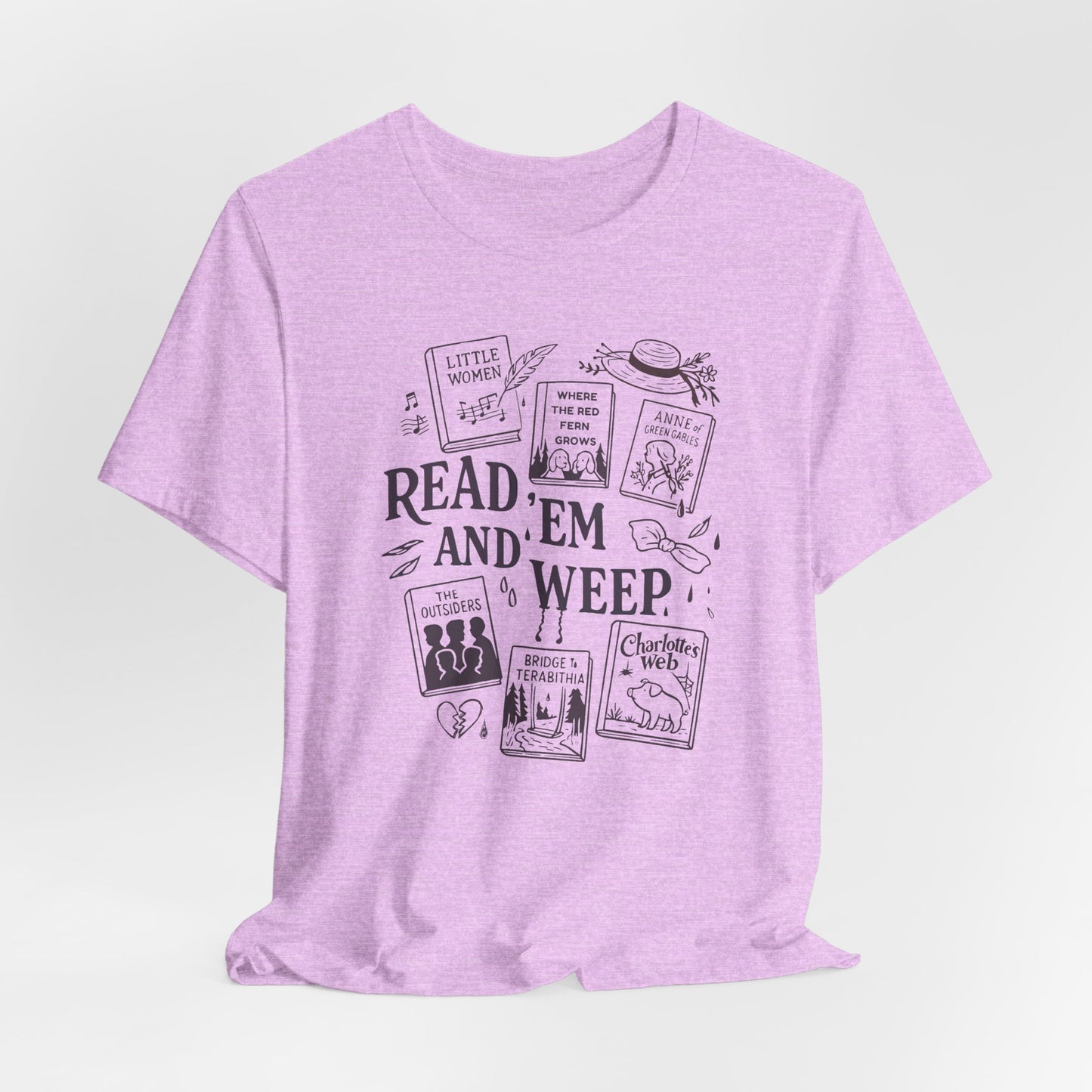 Bookish Doodle Collage TShirt, Young Adult Lit Gift, Anne of Green Gables Tee, Little Women Shirt, Sad Book Girl Top