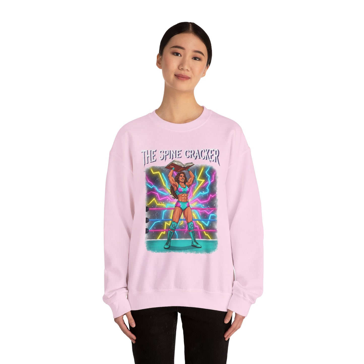 Funny Book Lover Sweatshirt, Cute 90's Retro Wrestling Spine Cracker, Reading Lover Gift, Feminist Book Theme
