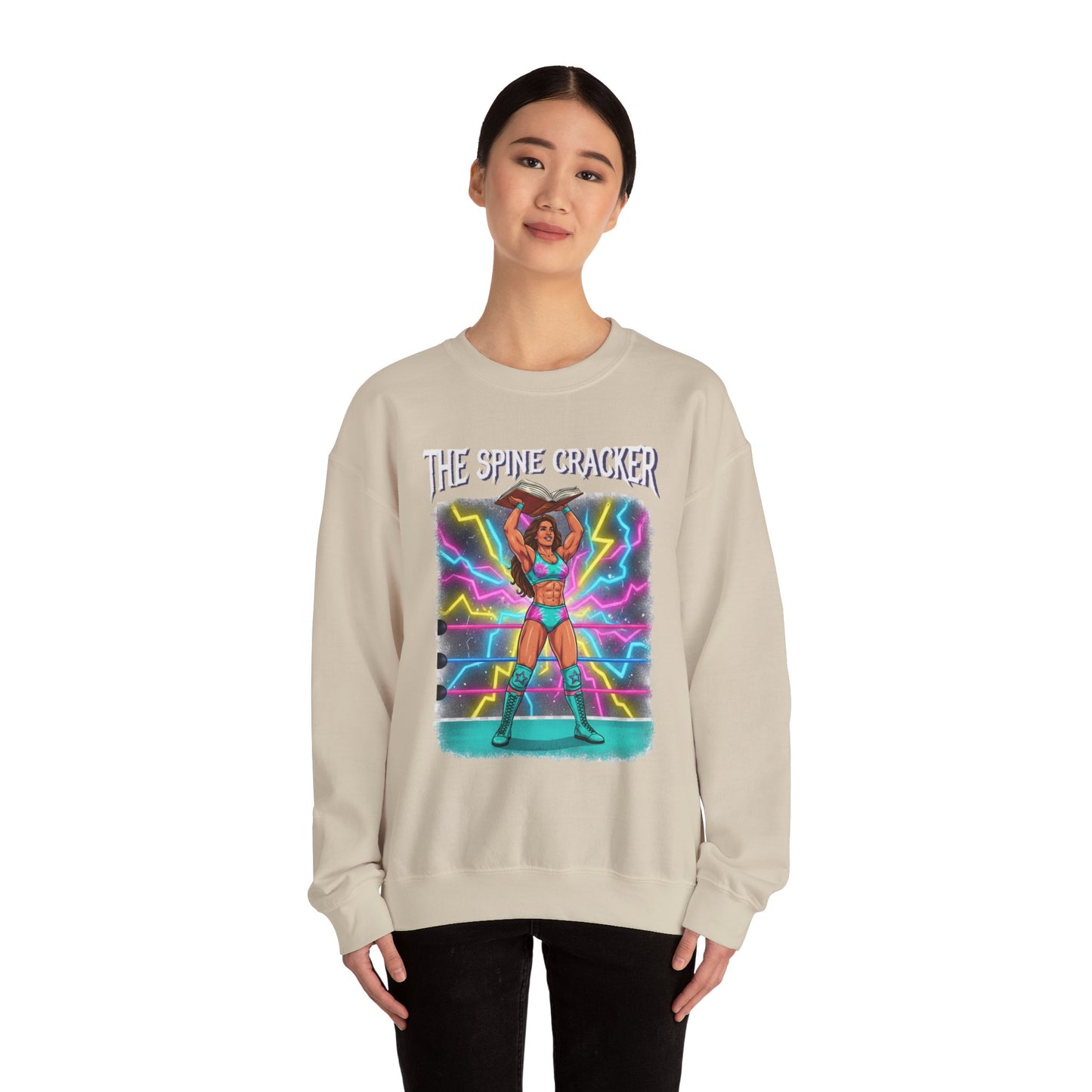 Funny Book Lover Sweatshirt, Cute 90's Retro Wrestling Spine Cracker, Reading Lover Gift, Feminist Book Theme