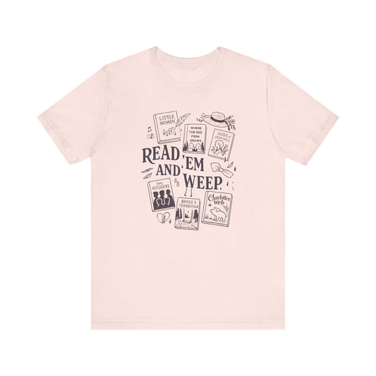 Bookish Doodle Collage TShirt, Young Adult Lit Gift, Anne of Green Gables Tee, Little Women Shirt, Sad Book Girl Top