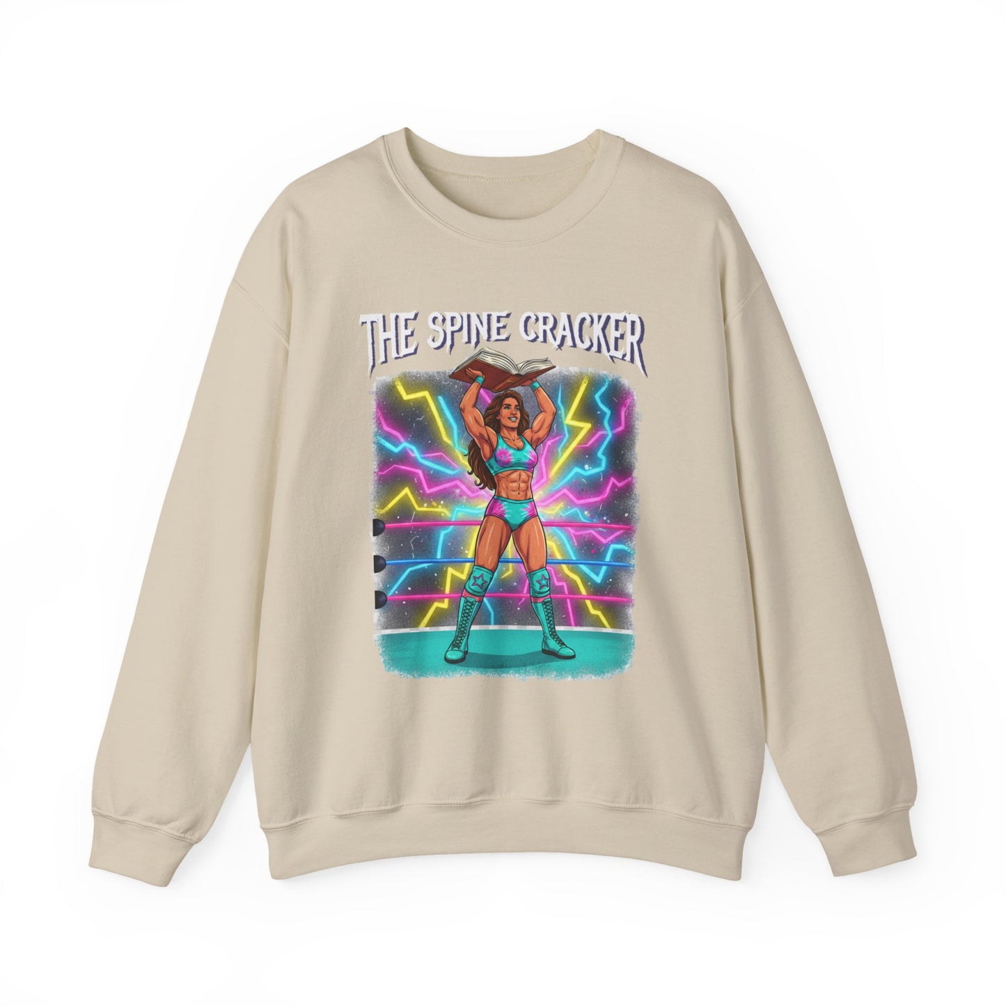Funny Book Lover Sweatshirt, Cute 90's Retro Wrestling Spine Cracker, Reading Lover Gift, Feminist Book Theme