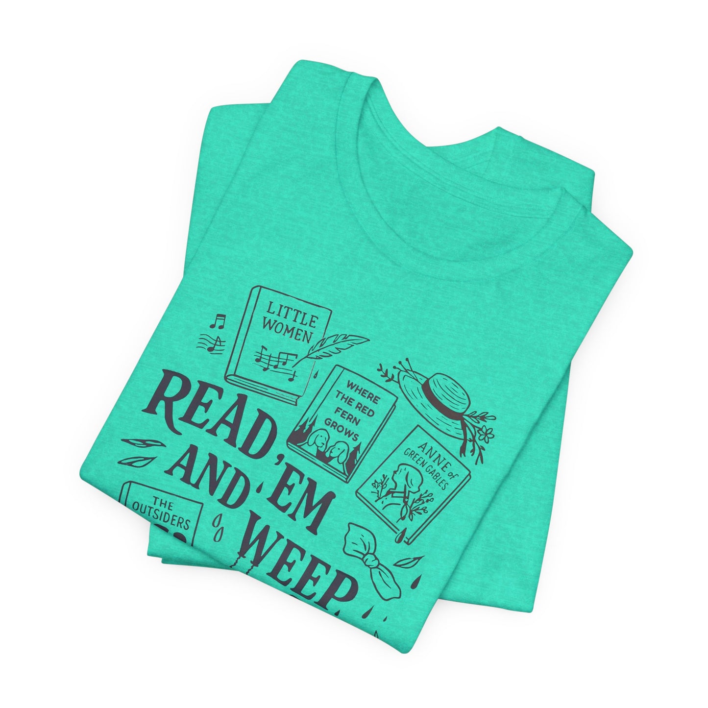 Bookish Doodle Collage TShirt, Young Adult Lit Gift, Anne of Green Gables Tee, Little Women Shirt, Sad Book Girl Top