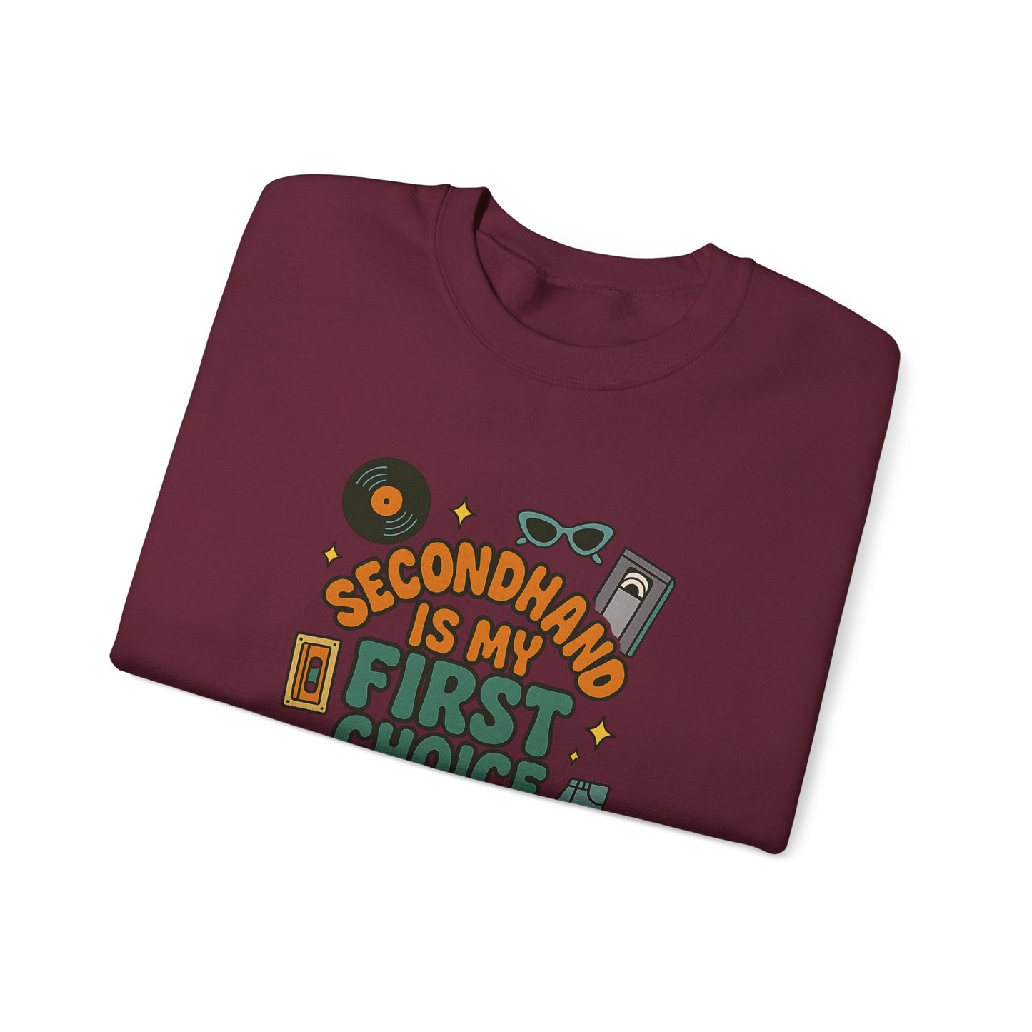 Retro Groovy Secondhand Crewneck Sweatshirt | Funny Vintage Gift for Thrifters, Unisex Heavy Blend Jumper, Unique Retro Top, Cool Vintage