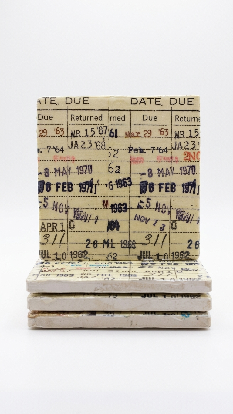Library Due Date Card Coasters stacked