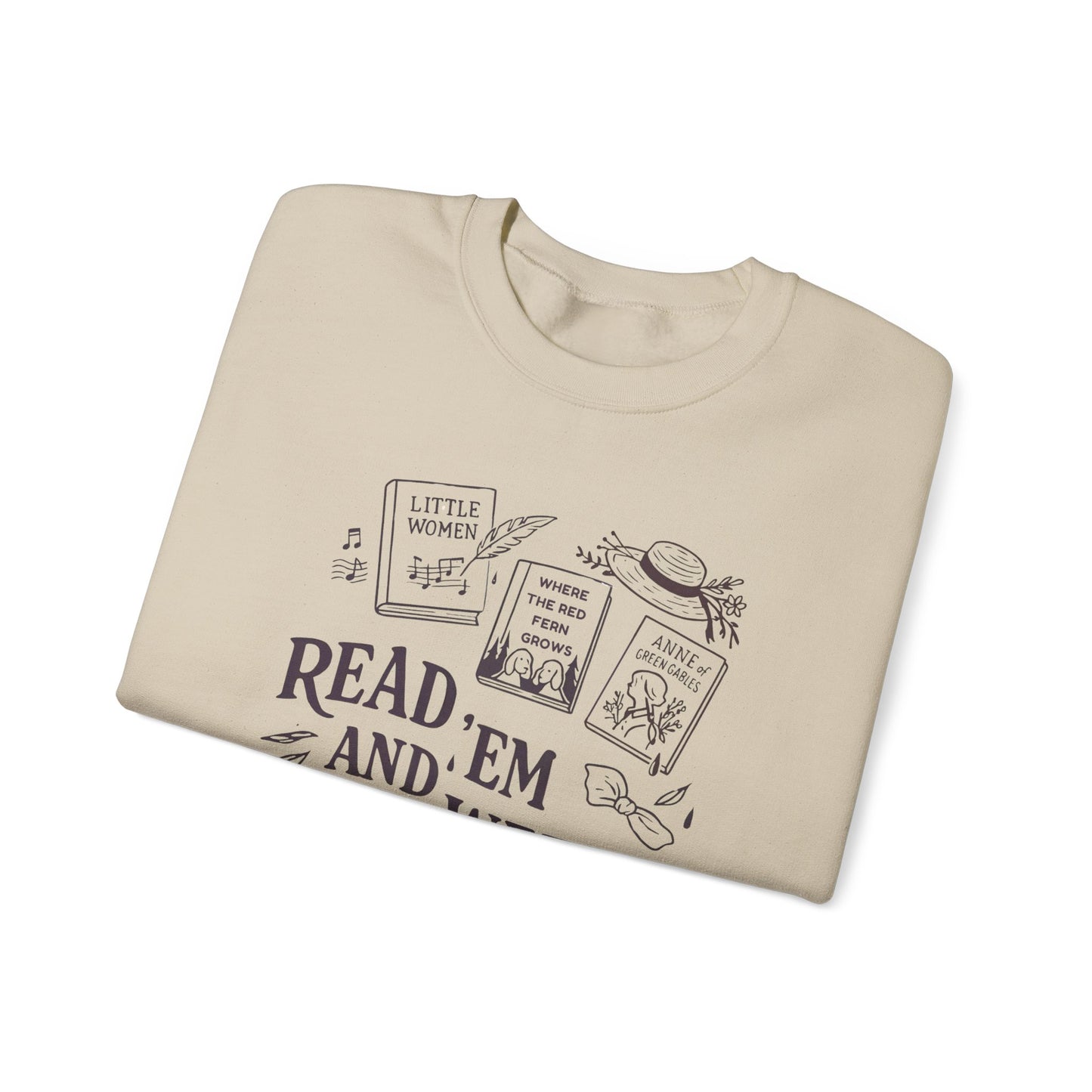 Bookish Doodle Collage Sweatshirt, Young Adult Lit Gift, Anne of Green Gables Shirt, Little Women Shirt, Sad Book Girl Top