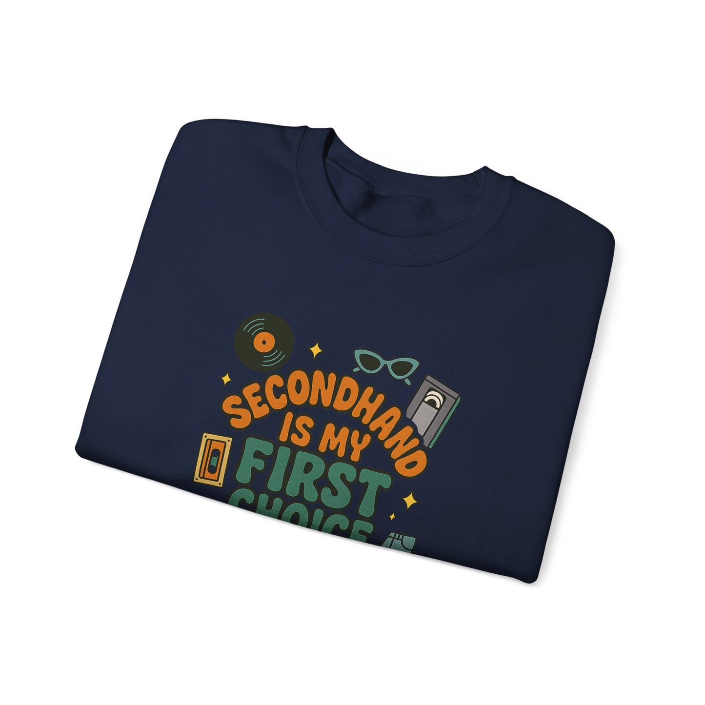 Retro Groovy Secondhand Crewneck Sweatshirt | Funny Vintage Gift for Thrifters, Unisex Heavy Blend Jumper, Unique Retro Top, Cool Vintage