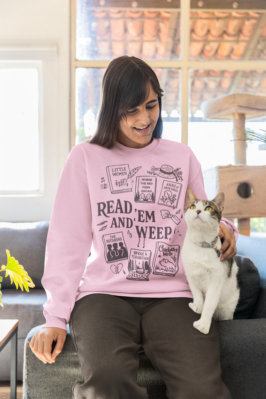 Bookish Doodle Collage Sweatshirt, Young Adult Lit Gift, Anne of Green Gables Shirt, Little Women Shirt, Sad Book Girl Top