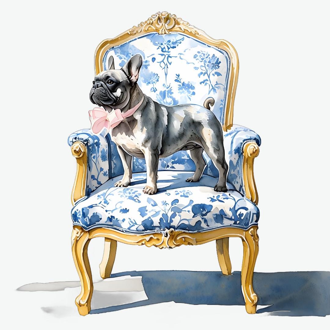 French Bulldog Rococo Art Square PNG, Chinoiserie Dog, Blue Willow, Grand Millenial, Dog Mom Gift, Toile Frenchie, Dog Portrait, Frenchie Gifts