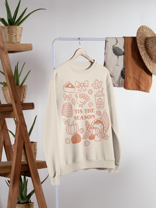 Tis the Season Crewneck Sweatshirt, Fall Fashion, Cozy Gift, Thanksgiving Apparel, Unisex Sweatshirt, Seasonal Style
