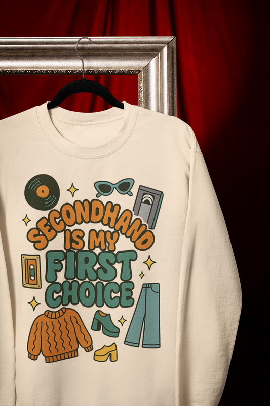 Retro Groovy Secondhand Crewneck Sweatshirt | Funny Vintage Gift for Thrifters, Unisex Heavy Blend Jumper, Unique Retro Top, Cool Vintage