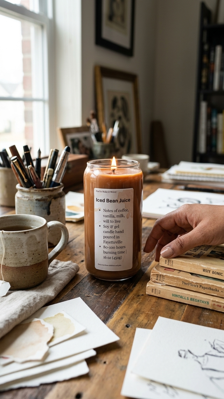 Iced Bean Juice | Coffee-Scented 16 oz Soy Candle with Ice Cube Gel Wax Top