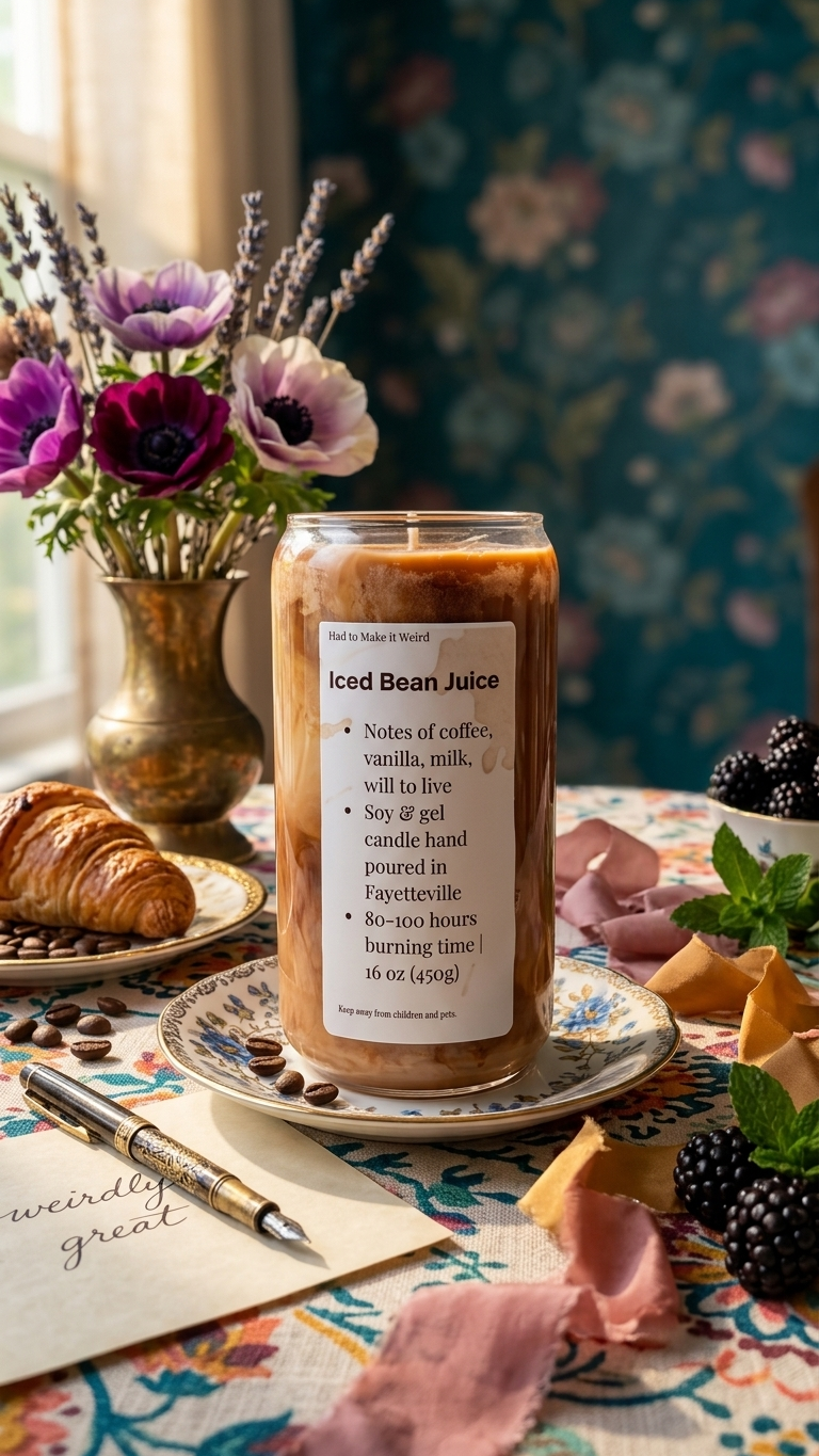 Iced Bean Juice | Coffee-Scented 16 oz Soy Candle with Ice Cube Gel Wax Top